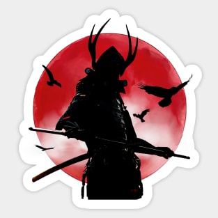 Samurai Warrior Red Moon Sticker